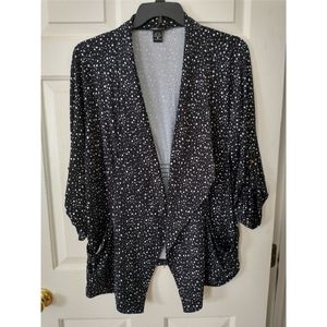 Black & White Casual Blazer with POCKETS! Rolled Cuffs Women's Plus Size 1X
